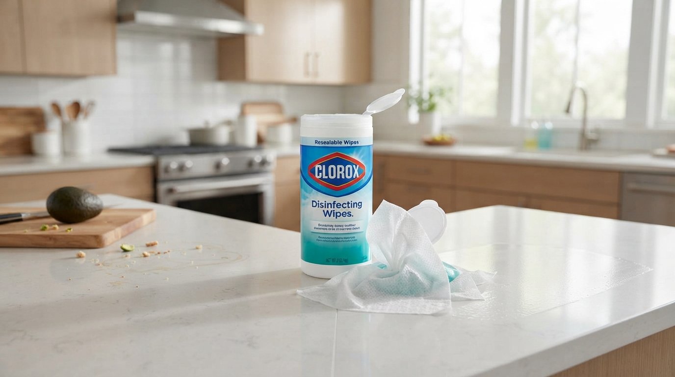 Clorox Disinfecting Wipes are wipes that are pre-moistened for the purpose of cleaning and, on many surfaces, disinfecting hard household surfaces. They come in a resealable container so that each time they need to be used there is a clean wipe ready to use instead of making a spray or picking up a cloth.