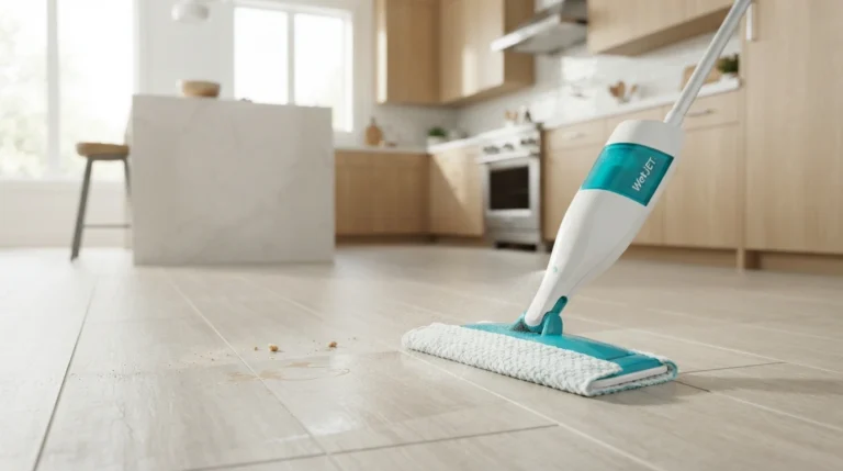 Swiffer Mop 101 The day of the grocery shopping is typically accompanied by a dirty floor in the kitchen. Some homes deal with that with a bucket and a mop head in disrepair. Others opt for a Swiffer mop, especially because they don’t even have to get into the bucket. If you’re like most of us, and have been curious as to what these systems do differently, this guide explains.