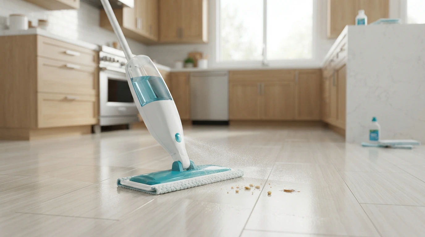 Dinner time and sticky kitchen tiles. A dirt trail leading into the house from the back door. A spur-of-the-moment spill which must be cleaned up before it injures anyone. A Swiffer Wet Jet is more likely to pay for itself in these little, mundane moments. It’s a spray mop that’s designed to make cleaning a floor easier and avoid having to drag out a bucket every time the floor needs cleaned.
