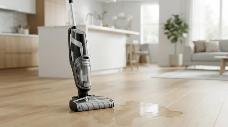 The Bissell CrossWave combines vacuuming and mopping into a single pass, using a dual-tank system to simultaneously pick up dry debris and wash hard floors or area rugs.